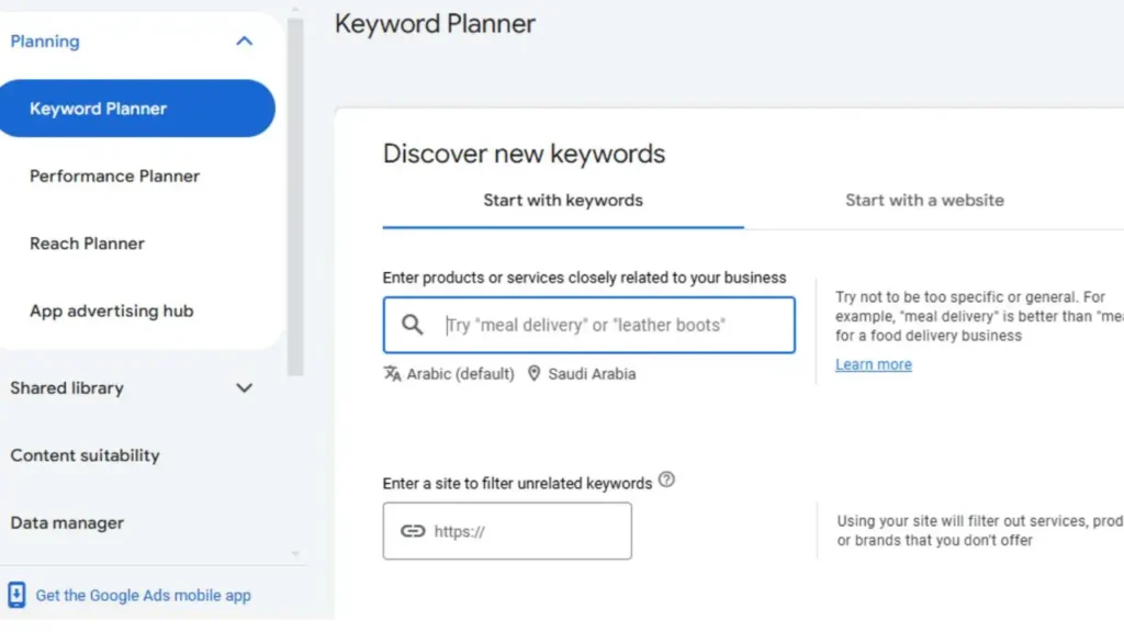 Keyword Planner for Keywords Research