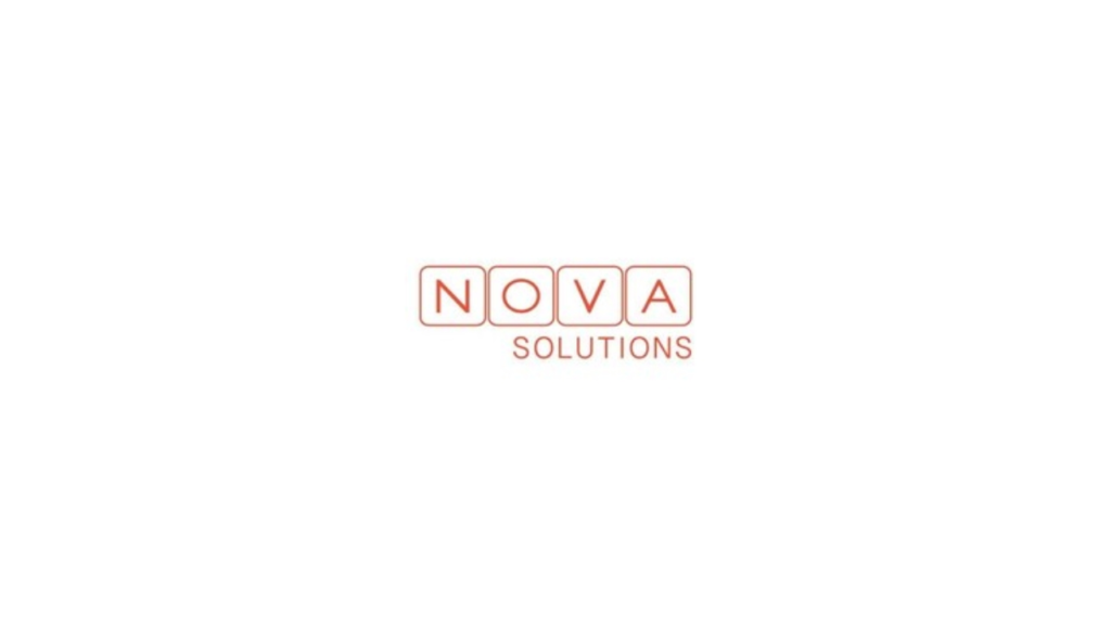 Nova Solutions logo with the word “NOVA” in uppercase red letters inside rounded square outlines, and the word “SOLUTIONS” below in a clean, minimalist red font. Set on a white background, representing a Canadian digital marketing and web development agency.