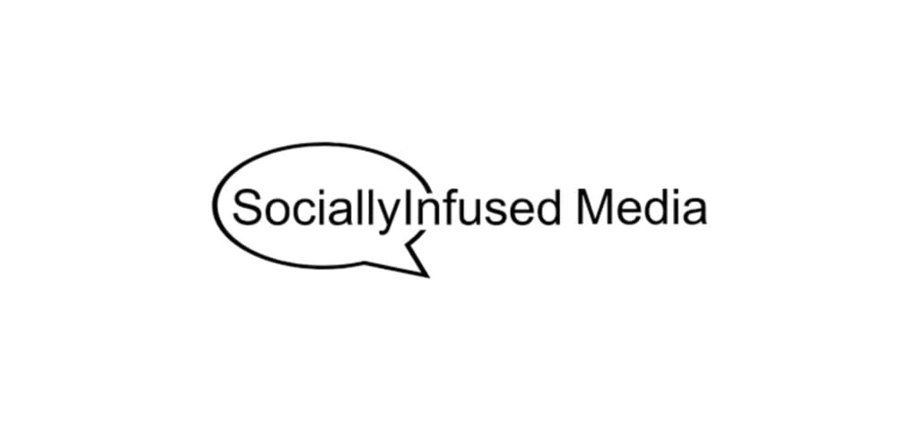 "SociallyInfused Media logo featuring a black text inside a speech bubble outline, symbolizing communication, social media engagement, and digital marketing services."