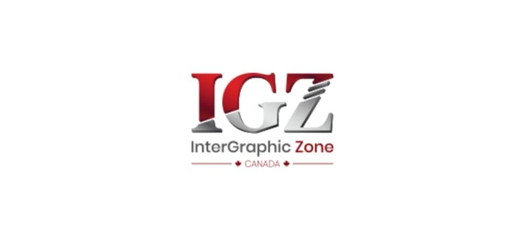 "IGZ InterGraphic Zone Canada logo with red and silver lettering, showcasing a branding and design agency."