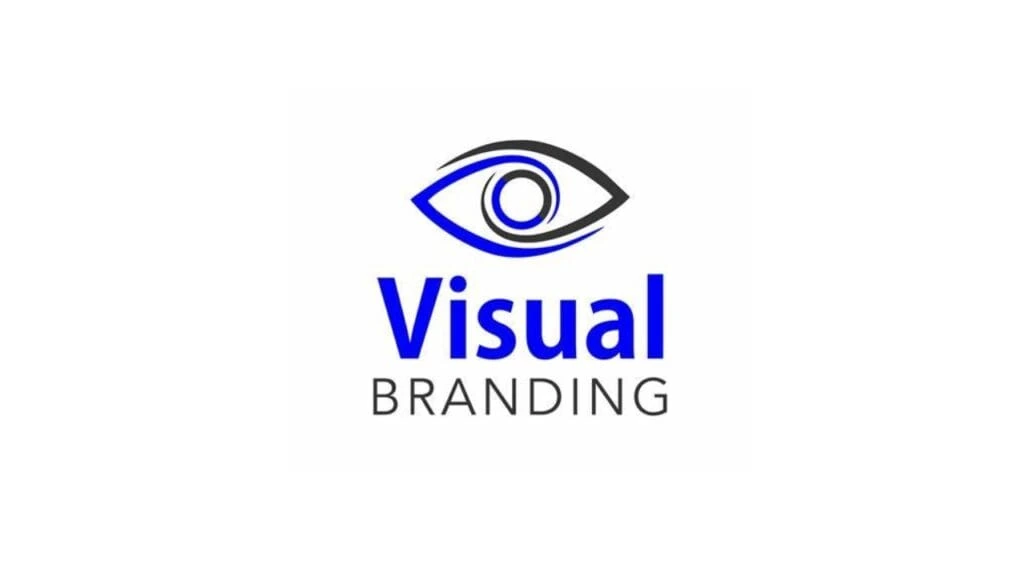 Visual Branding logo featuring a stylized eye and bold blue typography, symbolizing design-focused brand strategy and digital marketing services in Hamilton.