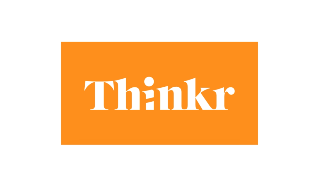Thinkr Marketing logo with bold white text on an orange background, representing a leading full-service branding agency in Hamilton, Canada.