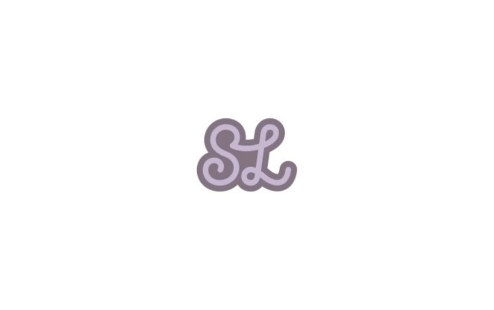 "Stylized monogram logo featuring the intertwined letters 'S' and 'L' in a soft purple outline with a bold lavender fill, displayed on a white background, representing a creative or personal brand identity."