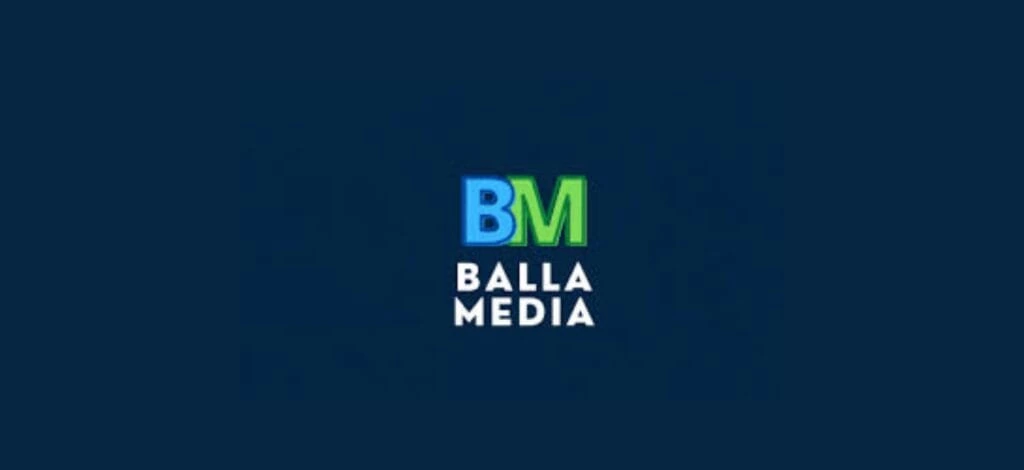Balla Media logo featuring bold blue and green initials “BM” above the agency name in white text, set on a dark navy background, representing creative advertising and marketing solutions.