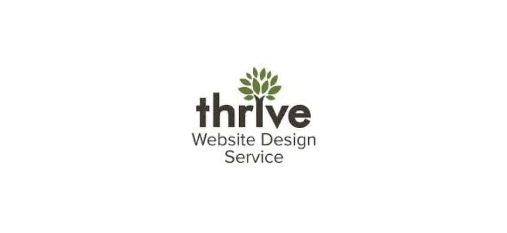 "Thrive Website Design Service logo with a tree graphic forming the letter 'i', symbolizing growth and eco-friendly digital solutions in web design and marketing."