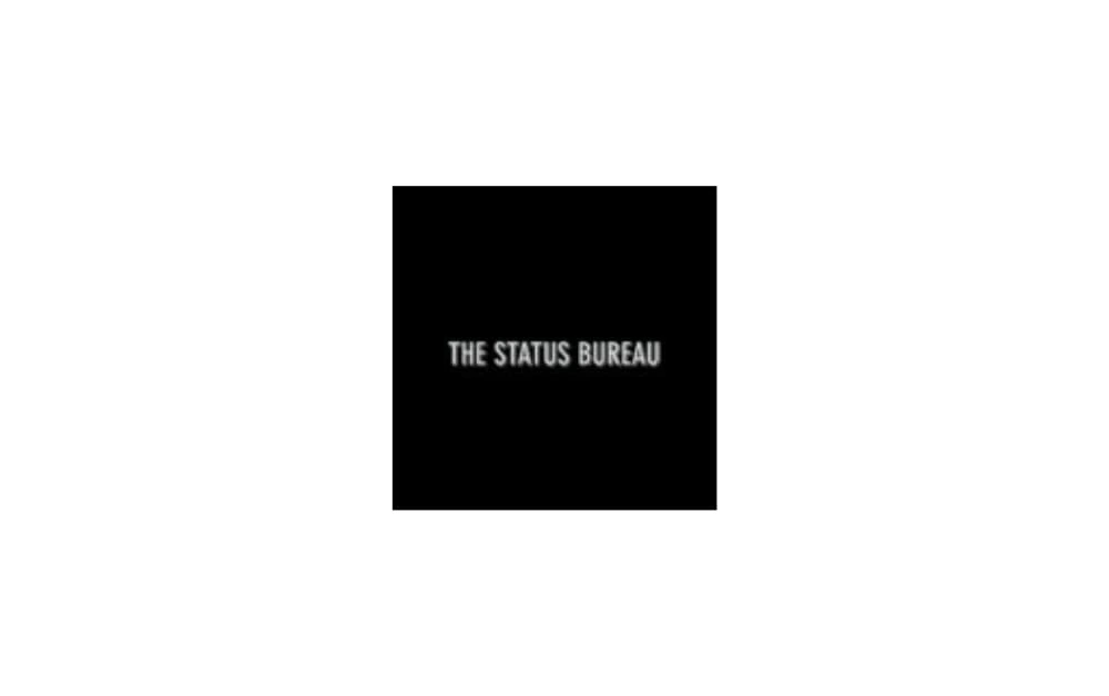 The Status Bureau logo featuring white, all-uppercase text centered on a solid black background, representing the agency's clean and minimalist branding approach.