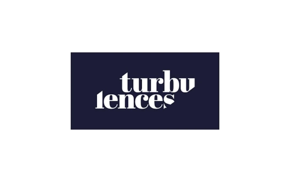 Turbulences agency logo with creative white lowercase typography on a dark navy background, reflecting a modern and artistic marketing and branding agency based in Québec.