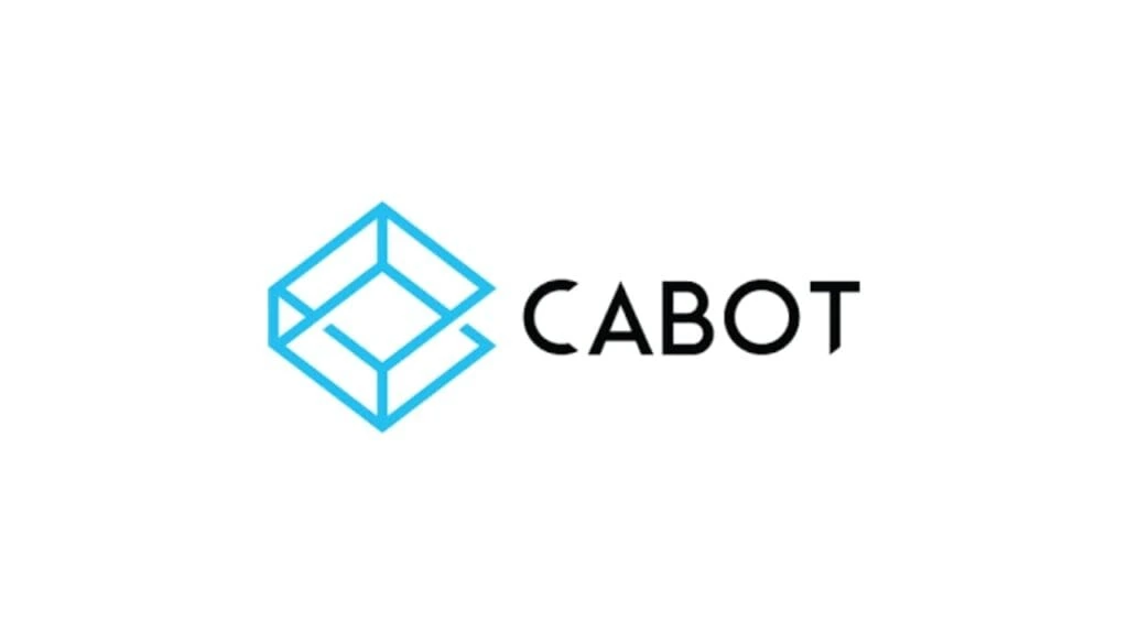 "Cabot Technology Solutions logo with a geometric cube in light blue, symbolizing software architecture and innovative web development."