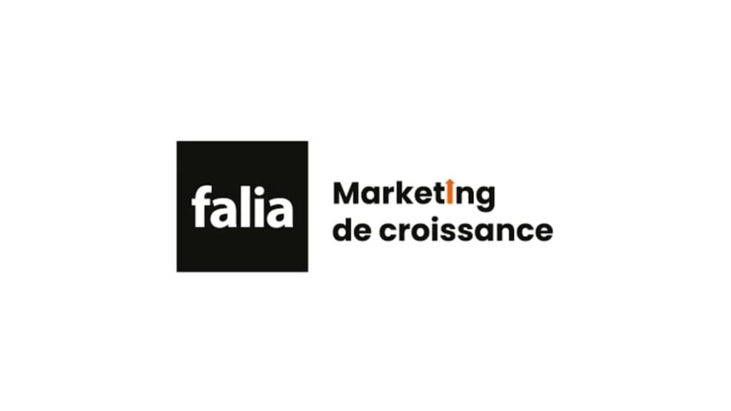 Falia logo with black and white color scheme and French tagline "Marketing de croissance"
