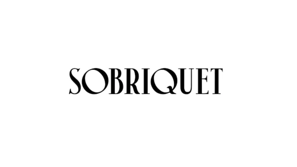 Simple black serif logo of Sobriquet, showcasing elegance and editorial-style branding in all uppercase letters.