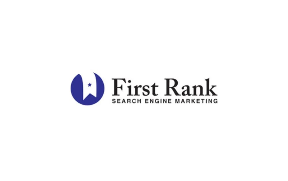 First Rank logo with a bold blue circular icon featuring a white ribbon and star, next to classic black text “First Rank Search Engine Marketing” — representing a Winnipeg-based PPC and SEO agency known for search engine marketing and digital growth services.