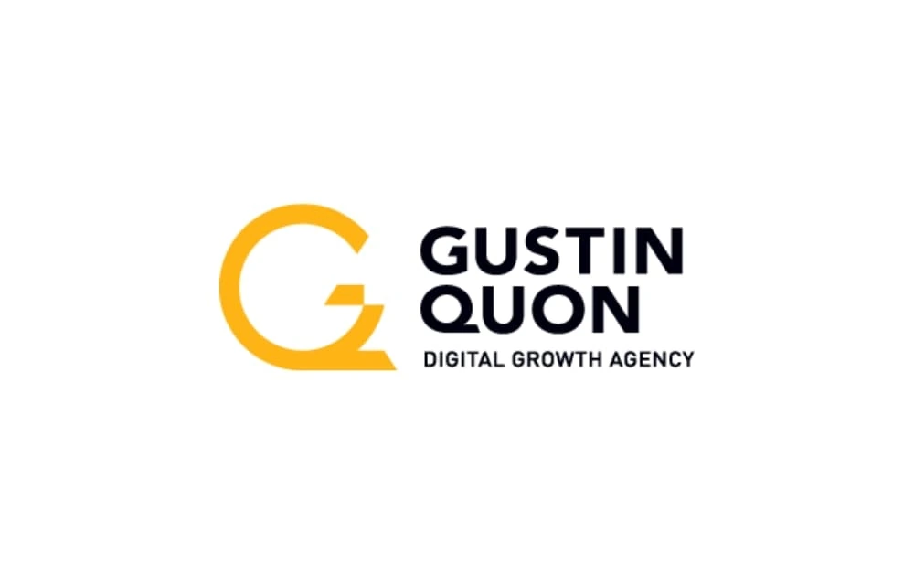 Gustin Quon logo featuring a bold yellow "GQ" monogram alongside clean black text “Gustin Quon Digital Growth Agency” — highlighting a top Winnipeg PPC and SEO agency.