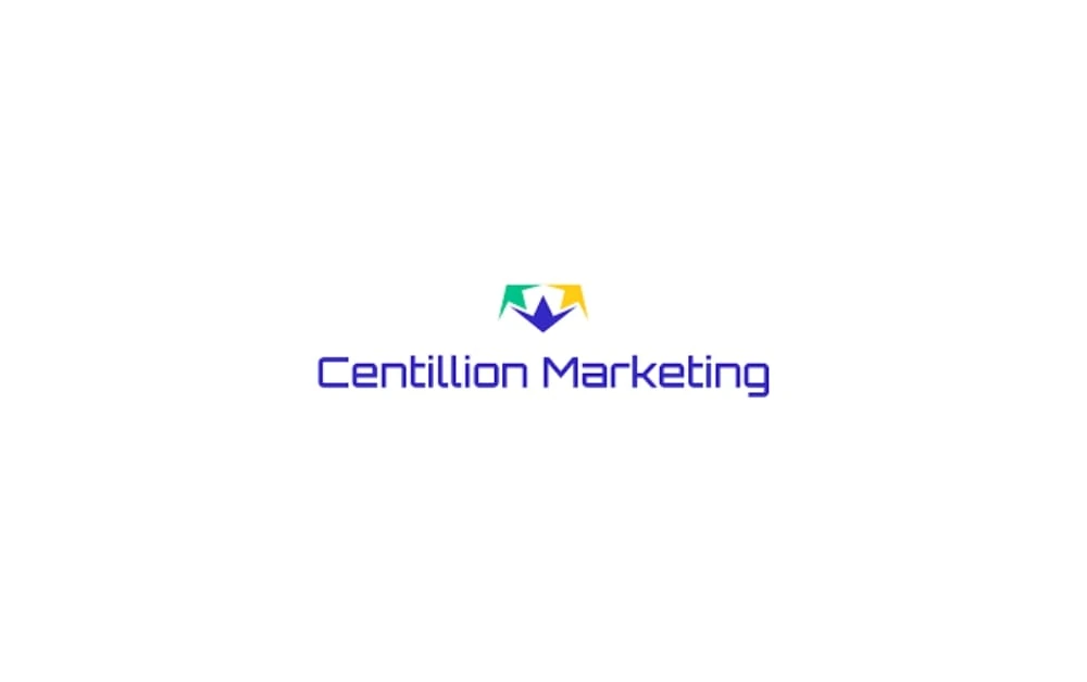 Logo featuring the words “Centillion Marketing” in modern purple font with a colorful abstract arrow icon above — representing a Winnipeg SEO and content marketing agency.


