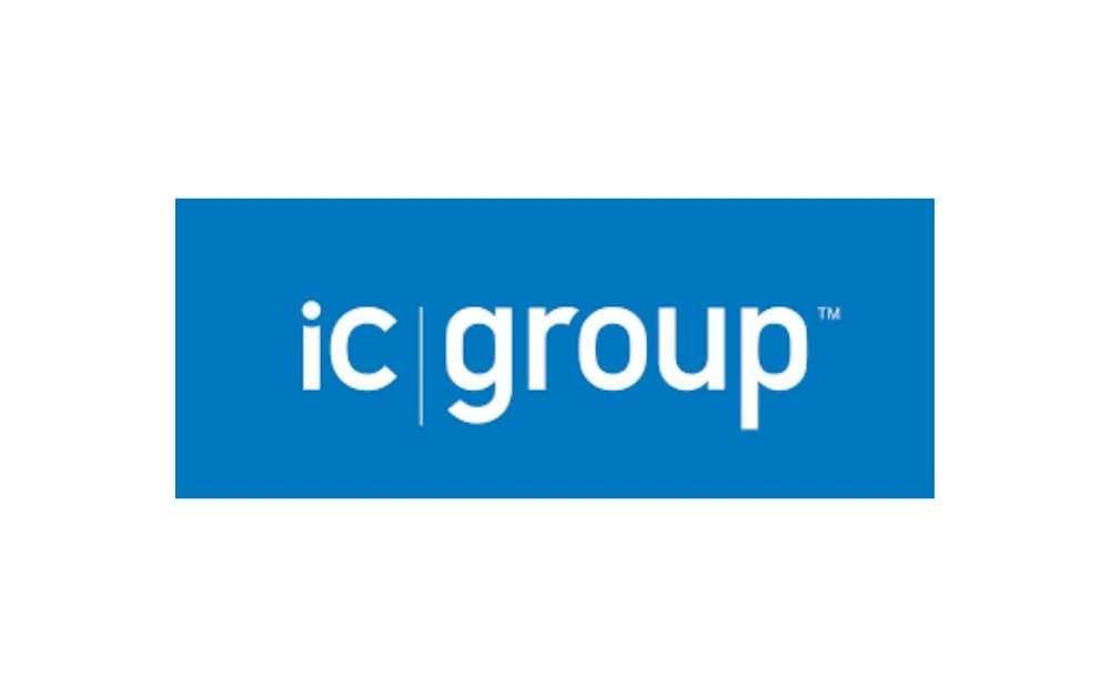 Blue rectangle with white lowercase text reading “ic group” — logo of IC Group, a Winnipeg-based marketing and promotions company.