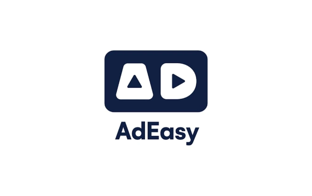 AdEasy logo featuring two dark blue icons — a triangle and a play button — inside a rounded rectangle, with “AdEasy” in bold font below — representing a Winnipeg PPC and digital advertising company.

