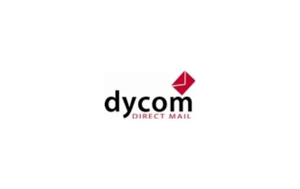 Dycom Direct Mail logo with black lowercase "dycom" text and a red envelope icon, paired with smaller red text reading "DIRECT MAIL."