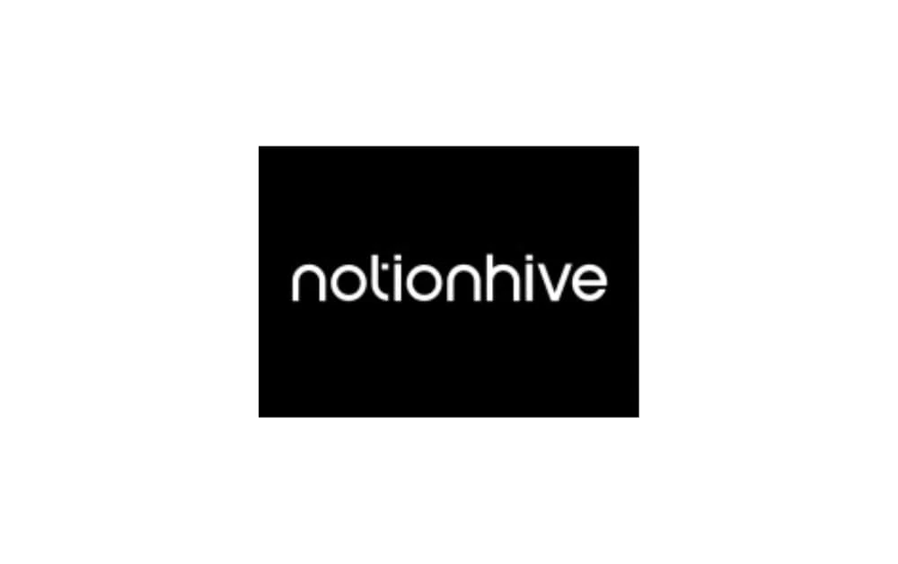 Notionhive logo with simple white lowercase text on a solid black background—clean and modern.