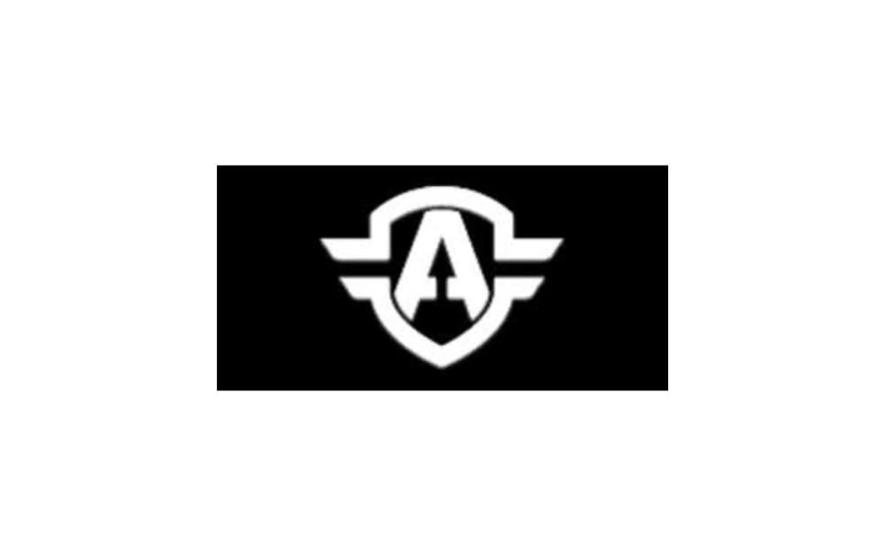 Atomic Motion logo with a white “A” inside a black shield, styled with angular wings, reflecting strength and forward motion.