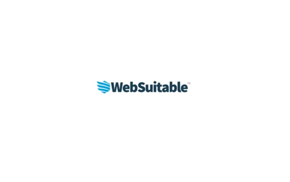 Logo of WebSuitable showing a blue shield-like mark next to the brand name in clean sans-serif font.