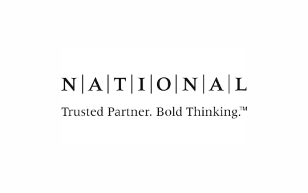Natioinal brand logo with tagline 'Trusted Partner. Bold Thinking.' and TM symbol, representing a reliable and innovative corporate partner."