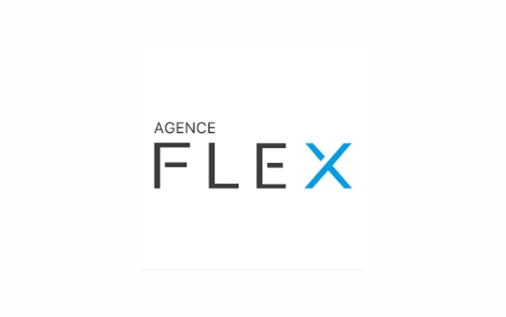"Agency Flex Logo: A sleek and modern design featuring the word 'FLEX' in bold, black letters with a blue 'X', symbolizing agility and innovation in business solutions."