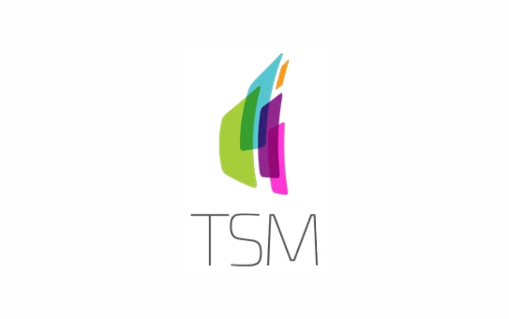"TSM Logo: A contemporary and colorful design with overlapping geometric shapes in shades of green, blue, purple, and pink, followed by 'TSM' in a sleek, dark font, representing a dynamic and innovative brand identity."