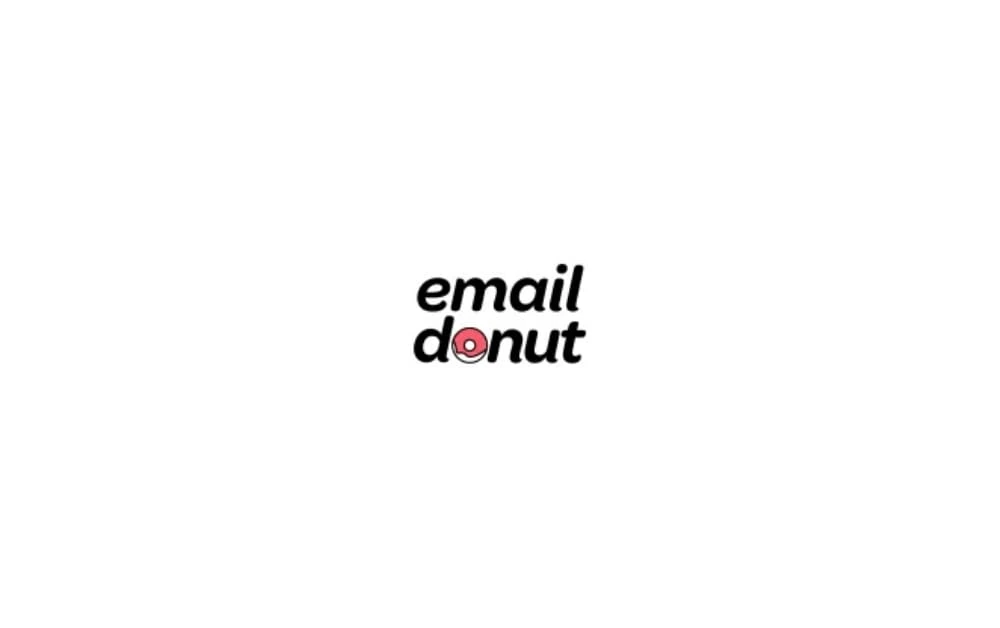 "Email Donut Logo: A playful and creative design with the words 'email' and 'donut' in black, featuring a red donut replacing the 'o' in 'donut', symbolizing a fun and engaging approach to email marketing or communication services."
