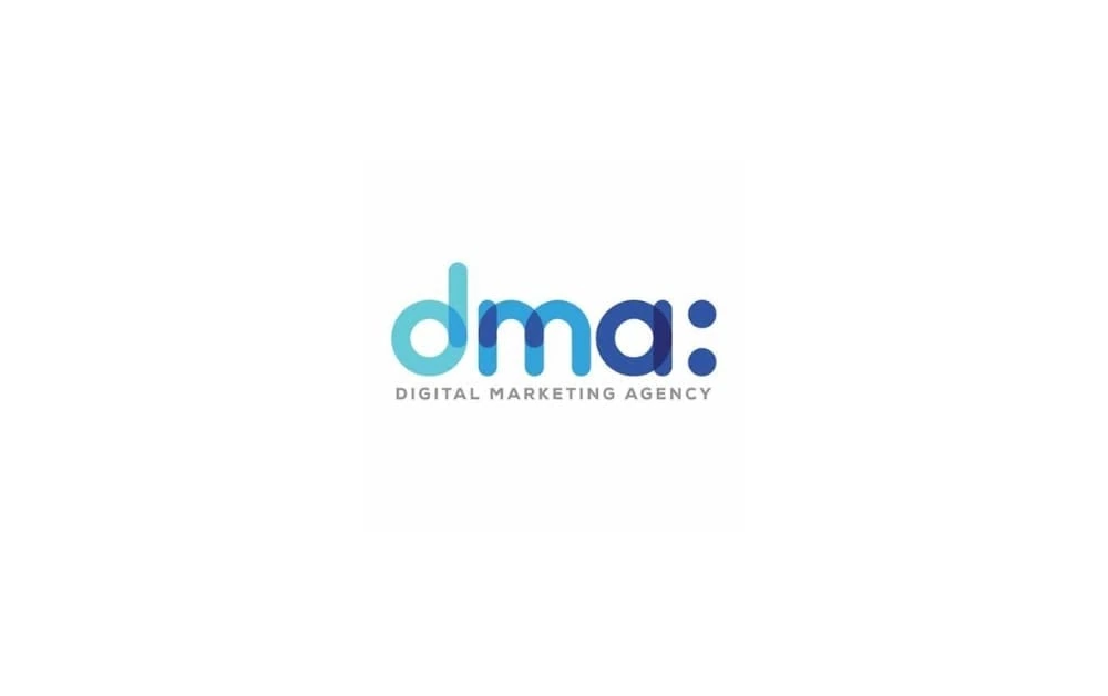 Logo of dma: Digital Marketing Agency, featuring a modern, lowercase design in gradient blue shades, representing a creative digital marketing firm.