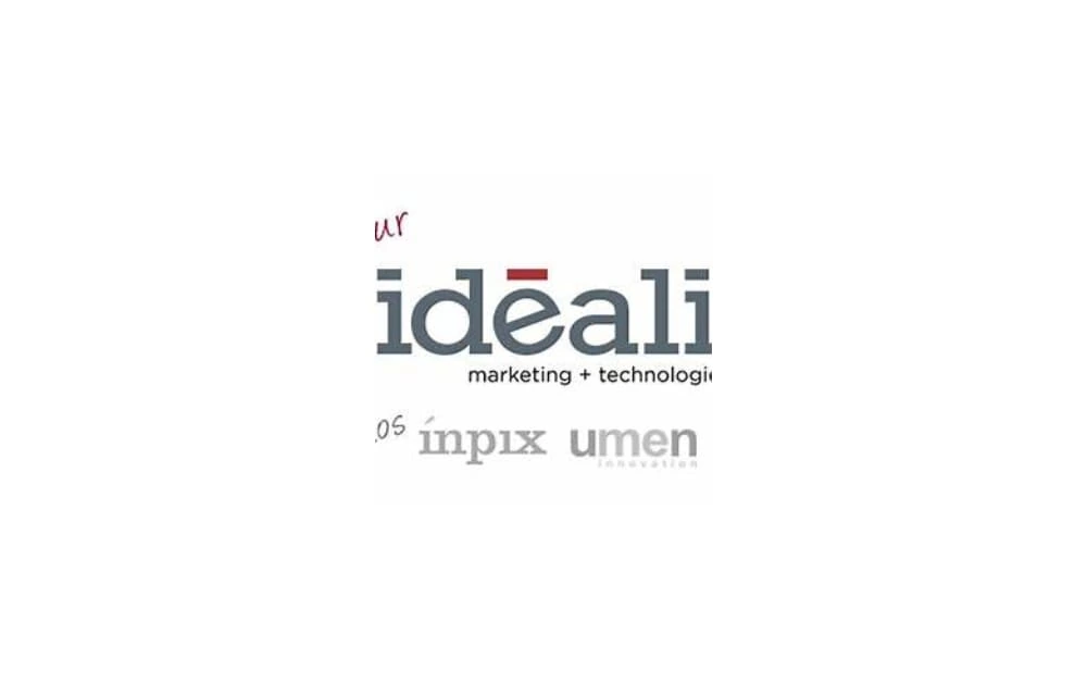 Idéali logo featuring the name in modern typography with red accent over the “é,” reflecting a Quebec-based digital marketing and technology solutions company.