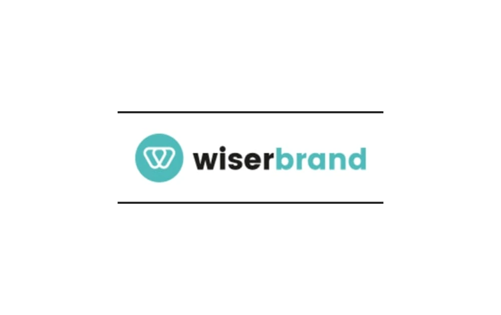 WiserBrand logo with a turquoise circular icon containing a stylized “W,” followed by the brand name in black and turquoise lowercase text.
