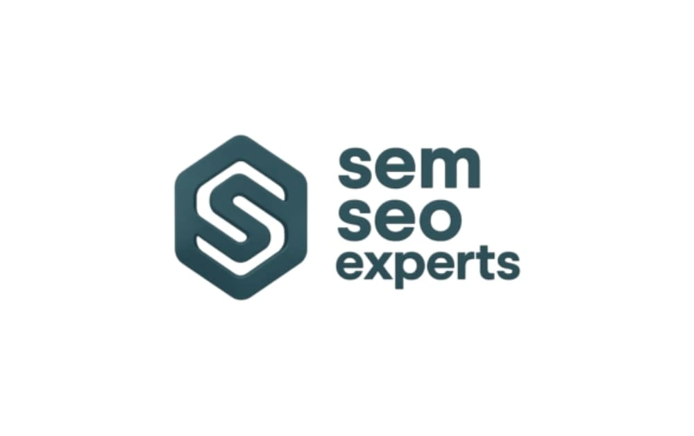 SEM SEO EXPERTS logo with a hexagonal “S” icon in dark teal beside bold text in all lowercase letters.