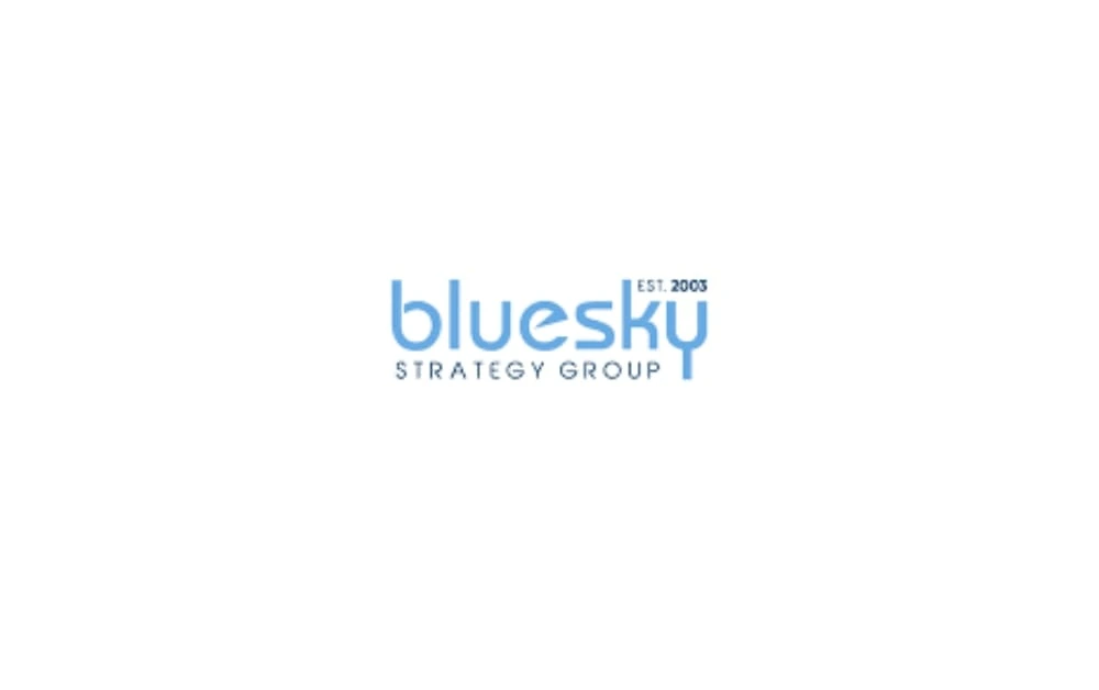 BlueSky Strategy Group logo in light blue text with EST. 2003 above the 'k'.