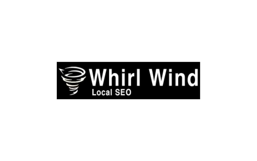 "Whirl Wind Local SEO logo featuring a tornado icon and bold white text on black background"