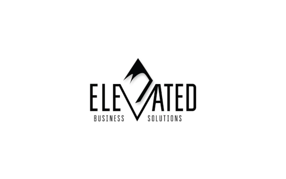 "Elevated Business Solutions logo with geometric mountain peak design and sharp text"