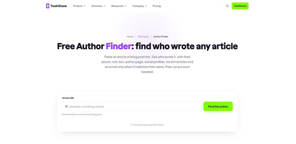 TaskGlaze Author Finder